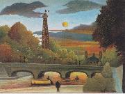 Henri Rousseau Seine and Eiffel-tower in the sunset Sweden oil painting artist
